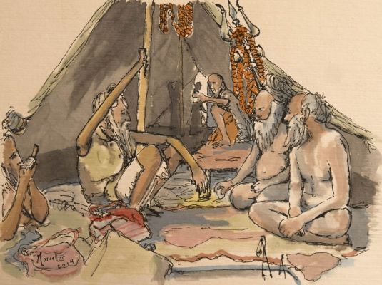 Szene im Zeltlager der Kumbh Mela
